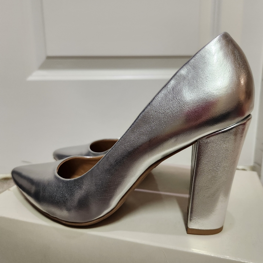 Silver DV Block Heels